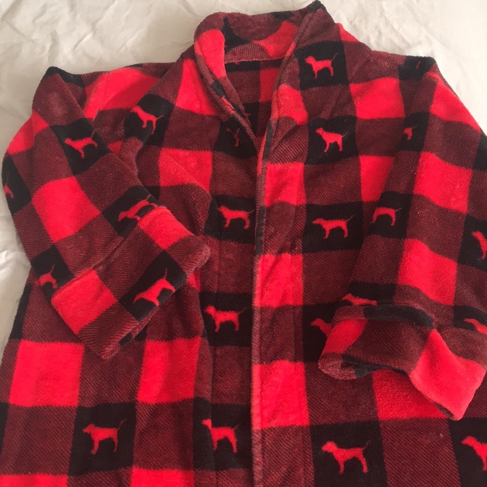 Red and black plaid PINK robe
